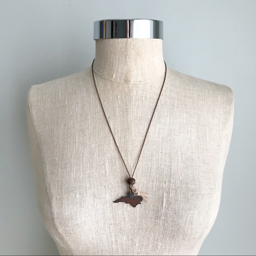 Rustic NORTH CAROLINA Handmade Boho State Necklace - Picture 6 of 6